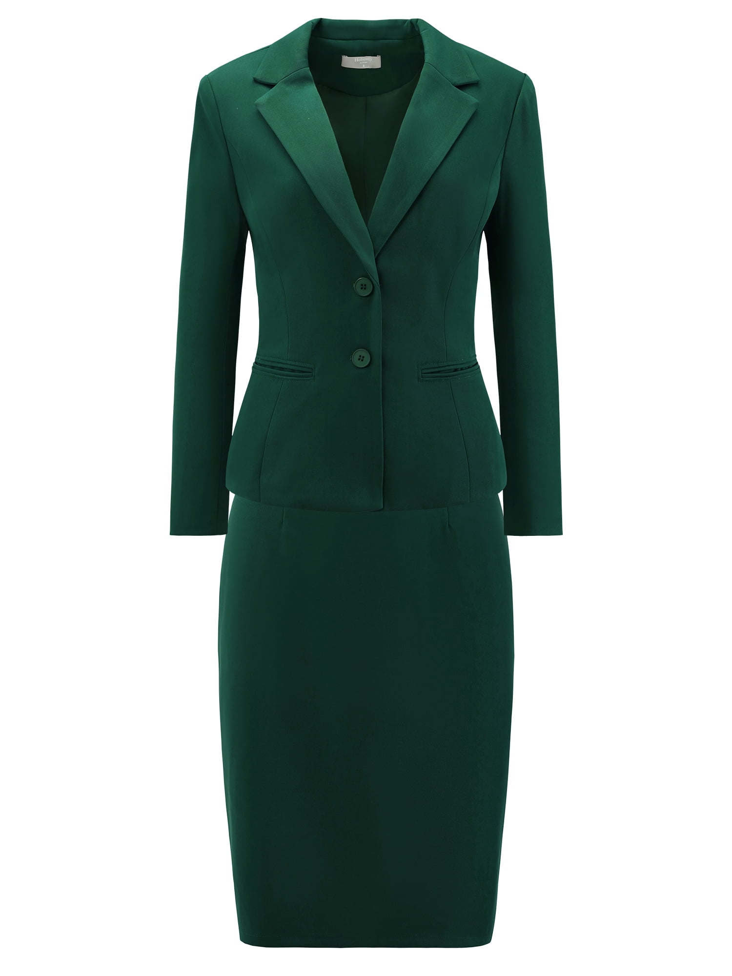 DARING DIVA 2Pcs Women's Business Formal Blazer Pencil Suit Skirt Set 2XL Green