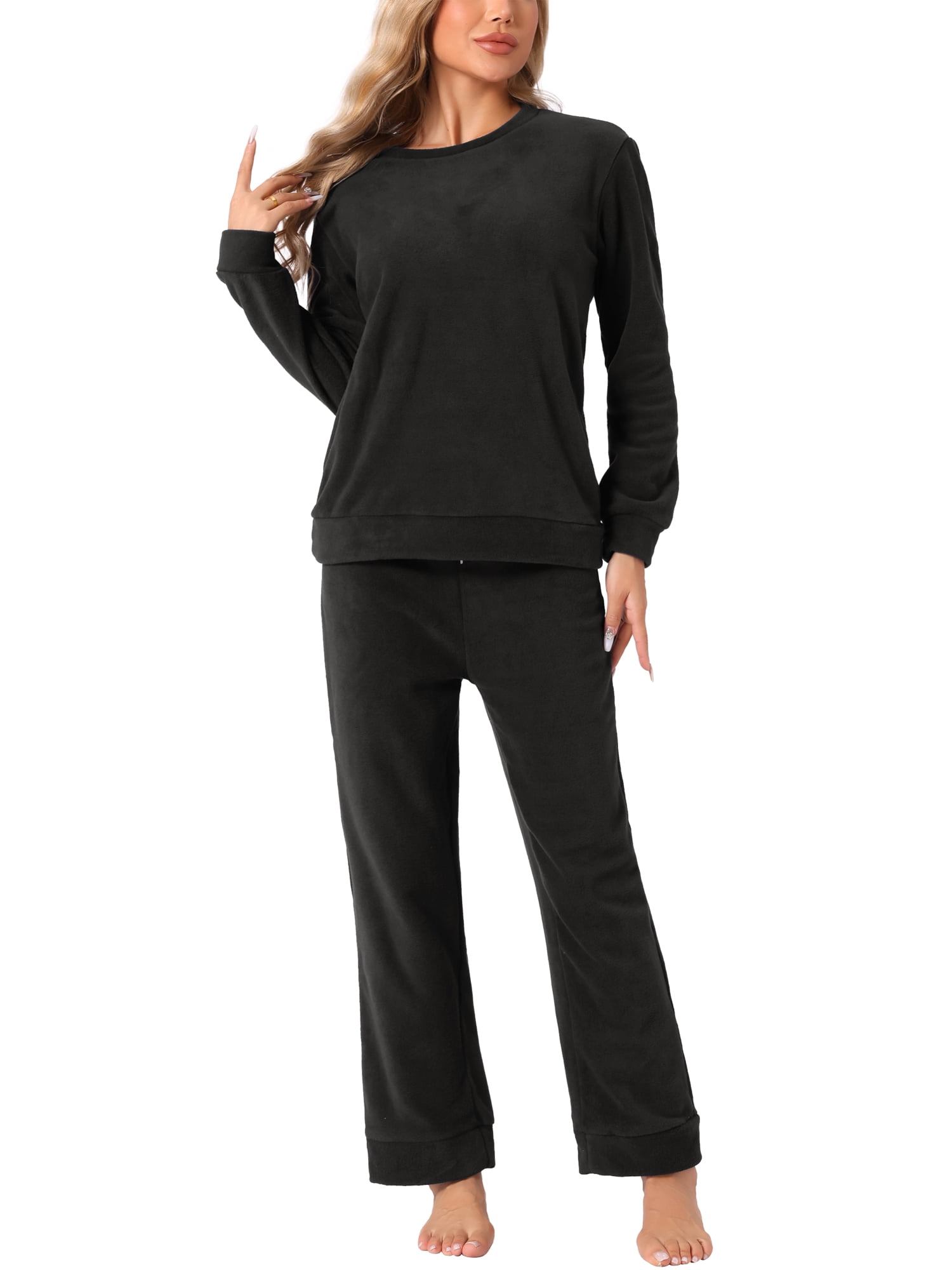 DARING DIVA Women's 2-Piece Fuzzy Flannel Pajama Sets 2XL Black