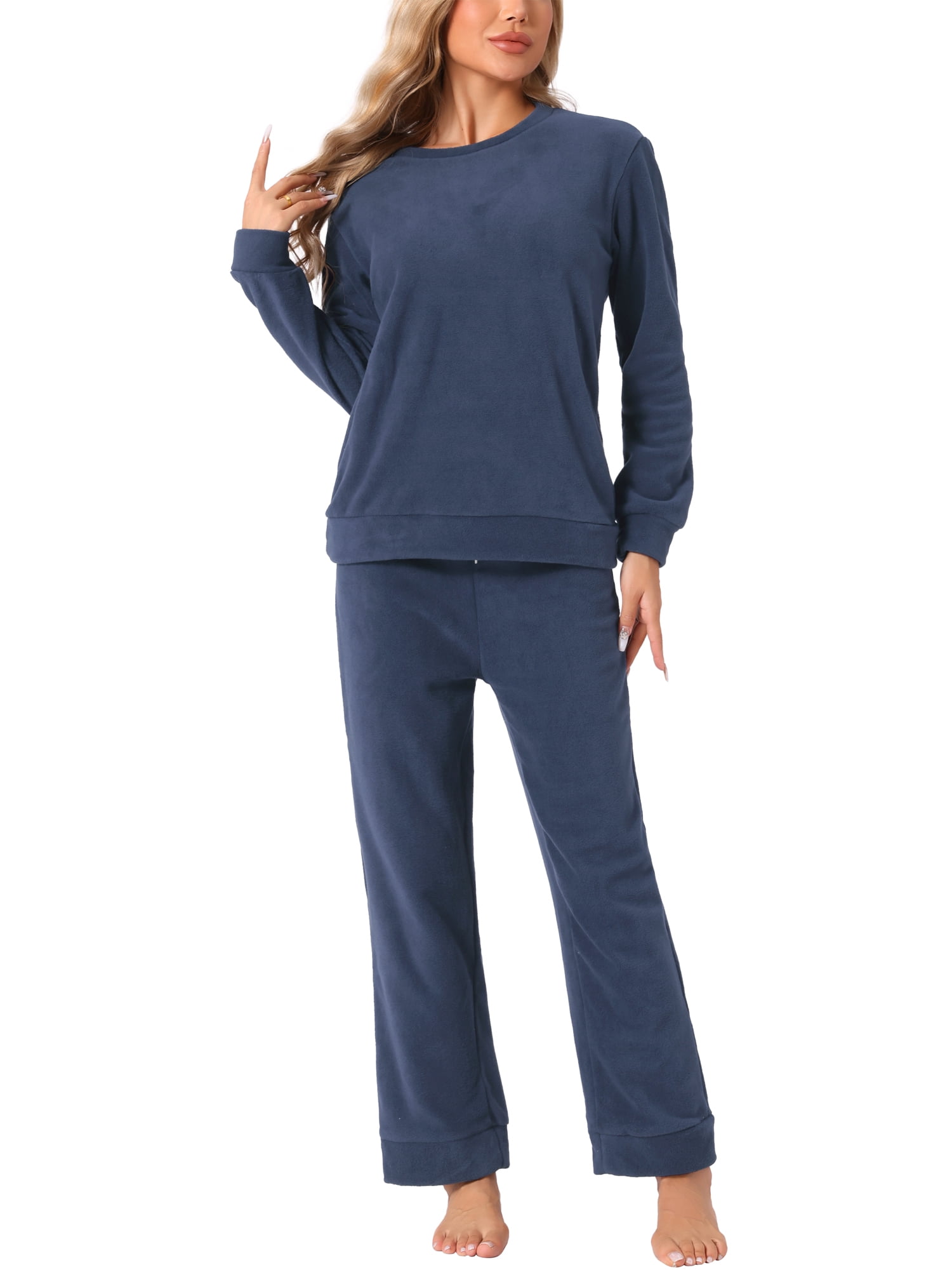 DARING DIVA Women's 2-Piece Fuzzy Flannel Pajama Sets 2XL Deep Blue
