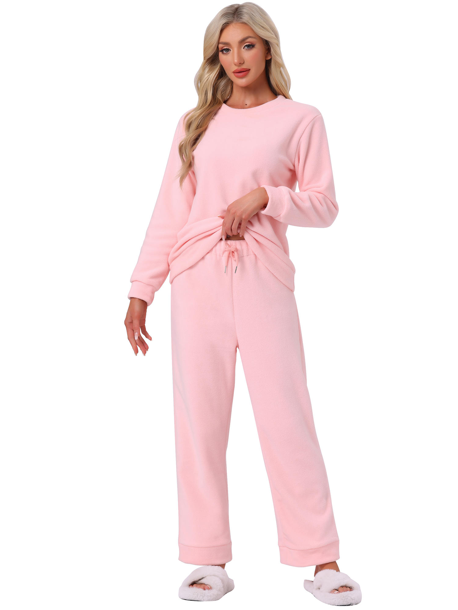 DARING DIVA Women's 2-Piece Fuzzy Flannel Pajama Sets 3XL Pink