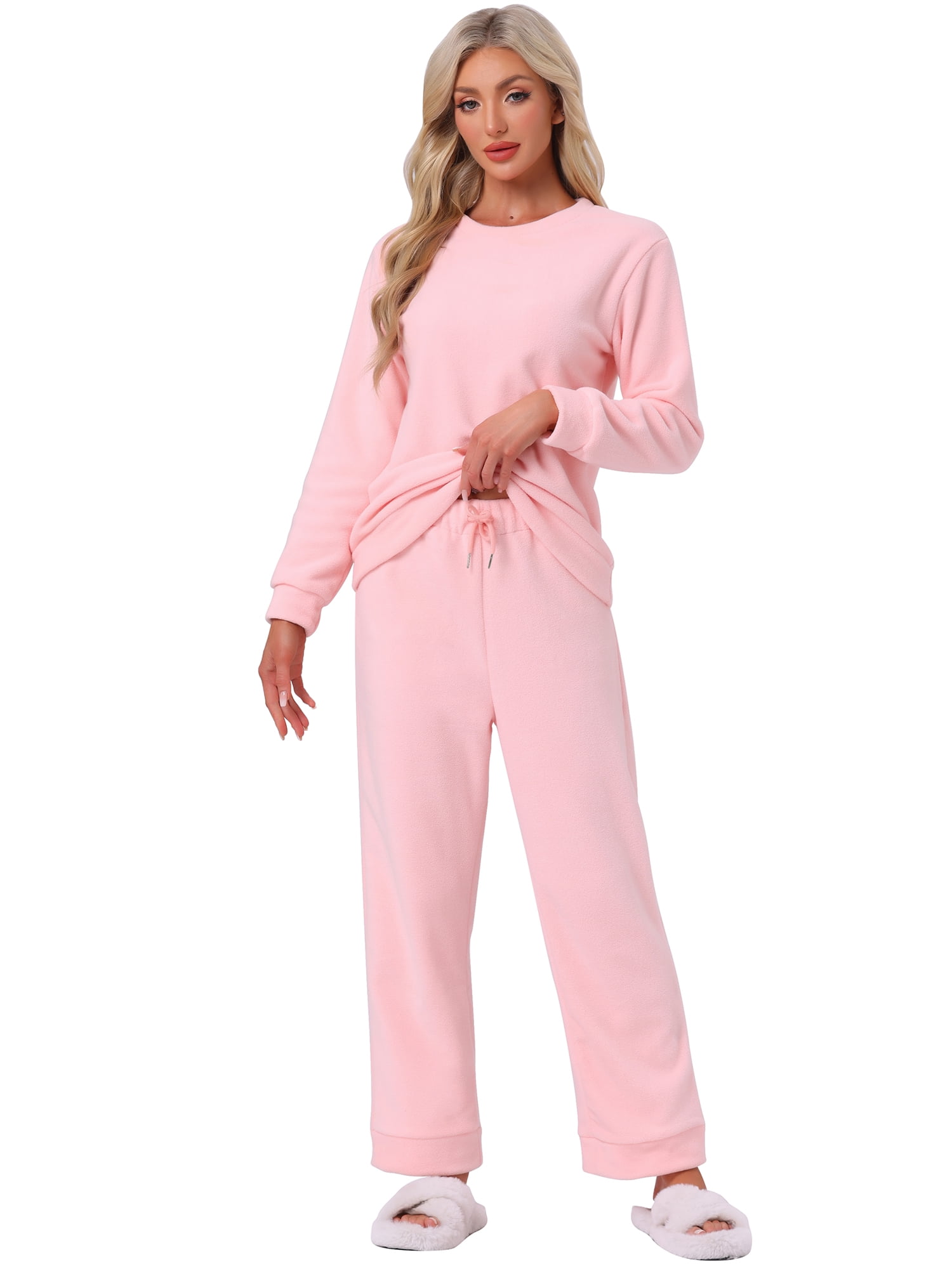 DARING DIVA Women's 2-Piece Fuzzy Flannel Pajama Sets XS Pink