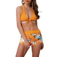 thumbnail image 1 of DARING DIVA Women's 2 Piece Leaf Print Color Block Bikini Set M Orange, 1 of 5