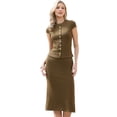 thumbnail image 1 of DARING DIVA Women's 2 Piece Outfits Cap Sleeve Tops Bodycon Midi Skirt Sets XS Brown, 1 of 6