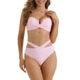 thumbnail image 1 of DARING DIVA Women's 2 Piece Push Up Halter Wide Tie Triangle Bottom Bikini Sets L Pink, 1 of 6