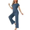 thumbnail image 1 of DARING DIVA Women's 2-Piece Short Sleeve Tops Wide Leg Pants Sets XS Blue, 1 of 5