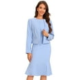 thumbnail image 1 of DARING DIVA Women's 2 Piece Suit Sleeveless Dress and Crop Blazer XS Light Blue, 1 of 6