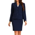 thumbnail image 1 of DARING DIVA Women's 2 Pieces Business Suit Collared Button Down Work Set L Dark Blue, 1 of 6