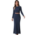 thumbnail image 1 of DARING DIVA Women's 2 Pieces Crop Top High Waist Mermaid Maxi Skirt Set XL Dark Blue, 1 of 6