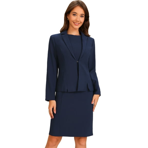 DARING DIVA Women's 2 Pieces Sleeveless Dress and Notched Lapel Blazer XS Dark Blue