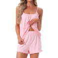 thumbnail image 1 of DARING DIVA Women's 2pcs Sleeveless Ruffles Pajama Set M Pink, 1 of 7
