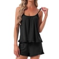 thumbnail image 1 of DARING DIVA Women's 2pcs Sleeveless Ruffles Pajama Set S Black, 1 of 7