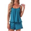thumbnail image 1 of DARING DIVA Women's 2pcs Sleeveless Ruffles Pajama Set S Blue, 1 of 7