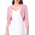 thumbnail image 1 of DARING DIVA Women's 3/4 Sleeve Cropped Open Front Cardigan Sweaters XS Pink, 1 of 6