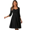 thumbnail image 1 of DARING DIVA Women's 3/4 Sleeve High Waist A Line Pleated Midi Dress XL Black, 1 of 5