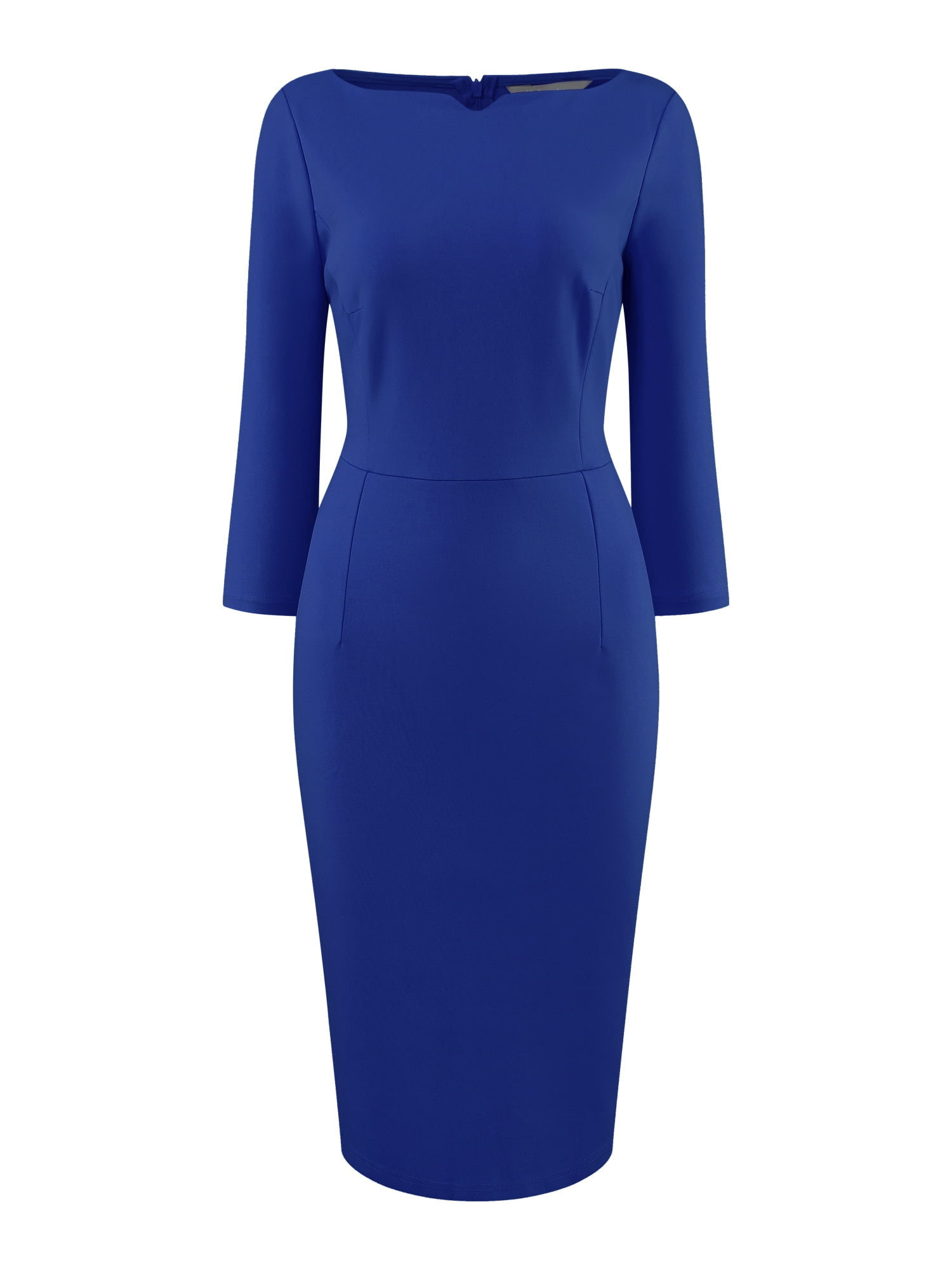 DARING DIVA Women's 3/4 Sleeve Pencil Boat Neck Elegant Midi Dress XL Royal Blue