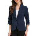 thumbnail image 1 of DARING DIVA Women's 3/4 Sleeve Shawl Lapel Work Blazer with Pockets S Royal Blue, 1 of 6