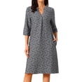 thumbnail image 1 of DARING DIVA Women's 3/4 Sleeve V Neck Zigzag Print Dress S Black, 1 of 8