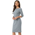 thumbnail image 1 of DARING DIVA Women's 3/4 Sleeve Work Pencil Midi Dresses M Grey, 1 of 6