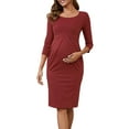 thumbnail image 1 of DARING DIVA Women's 3/4 Sleeves Front Pleated Maternity Dresses M Red, 1 of 7