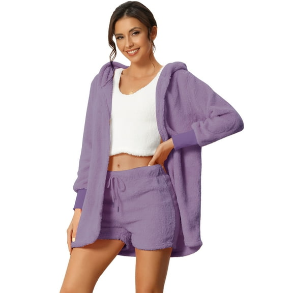 DARING DIVA Women's 3 Pcs Jacket and Crop Top with Shorts Pajamas Set XX-Large Dark Purple