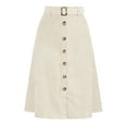 thumbnail image 1 of DARING DIVA Women's A-Line Button Front Belted Midi Skirts M Cream, 1 of 6