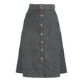 thumbnail image 1 of DARING DIVA Women's A-Line Button Front Belted Midi Skirts M Grey, 1 of 6