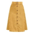 thumbnail image 1 of DARING DIVA Women's A-Line Button Front Belted Midi Skirts S Yellow, 1 of 6
