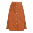 thumbnail image 1 of DARING DIVA Women's A-Line Button Front Belted Midi Skirts XS Caramel, 1 of 6