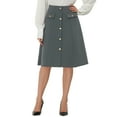 thumbnail image 1 of DARING DIVA Women's A-Line Button Front Formal Knee Length Skirt M Gray, 1 of 6