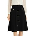 thumbnail image 1 of DARING DIVA Women's A-Line Button Front Formal Knee Length Skirt S Black, 1 of 6