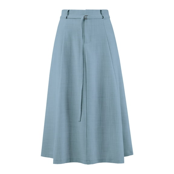DARING DIVA Women's A Line Elastic High Waist Maxi Skirts with Pockets L Dusty Blue