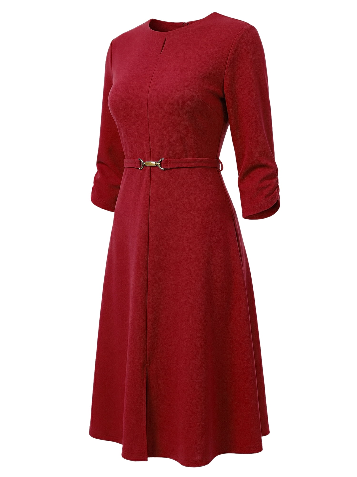 DARING DIVA Women's Outfit A-Line Keyhole Neck Spring Classy Midi Dresses M Wine Red