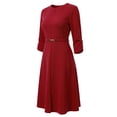 thumbnail image 1 of DARING DIVA Women's Outfit A-Line Keyhole Neck Spring Classy Midi Dresses M Wine Red, 1 of 7