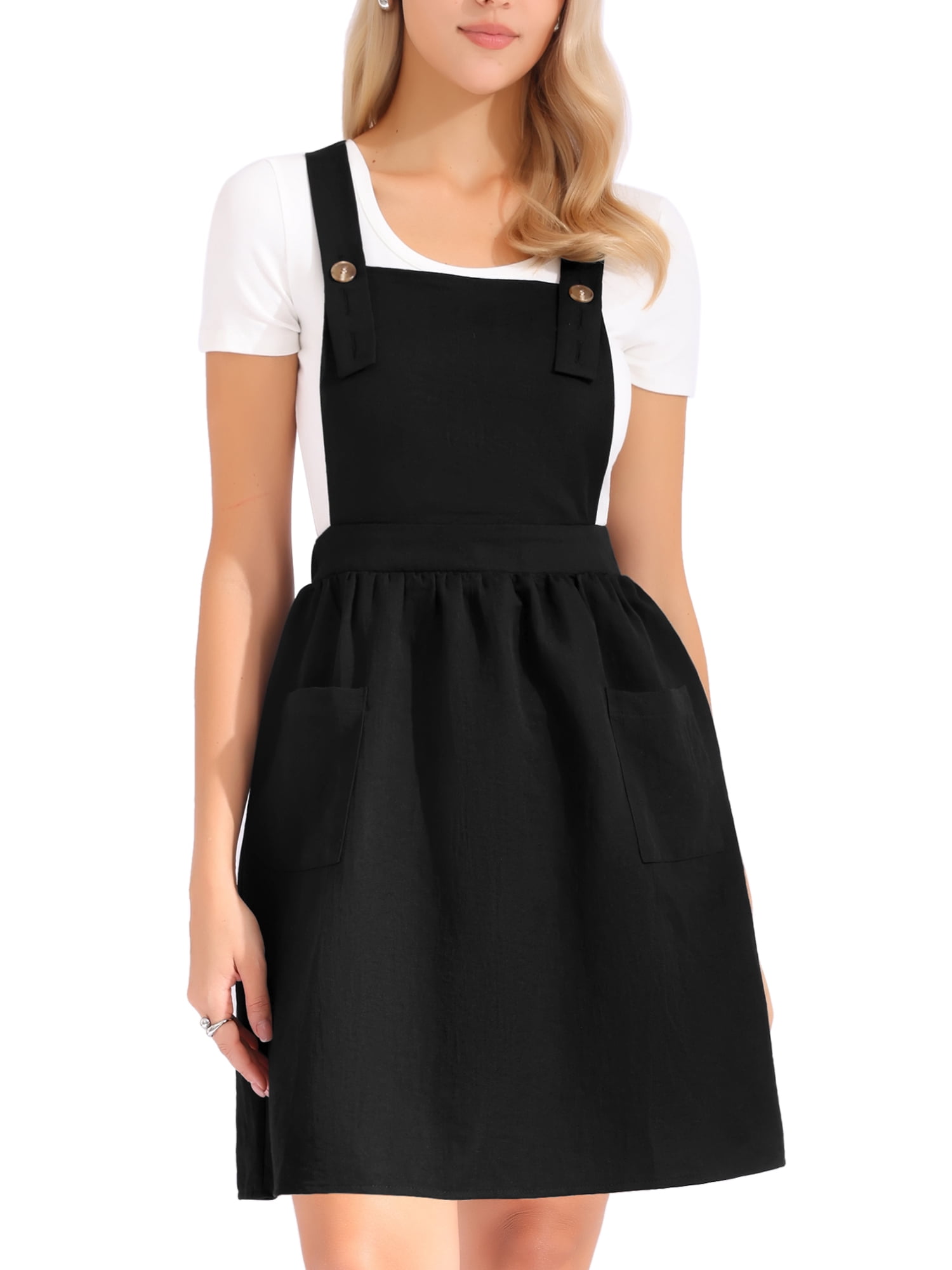 DARING DIVA Women's A Line Knee Length Suspender Overall Dresses X-Large Black