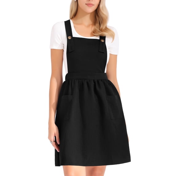 DARING DIVA Women's A Line Knee Length Suspender Overall Dresses X-Small Black