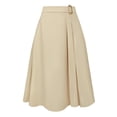thumbnail image 1 of DARING DIVA Women's A-Line Pleated Front Business Work Flare Skirts Small Khaki, 1 of 7
