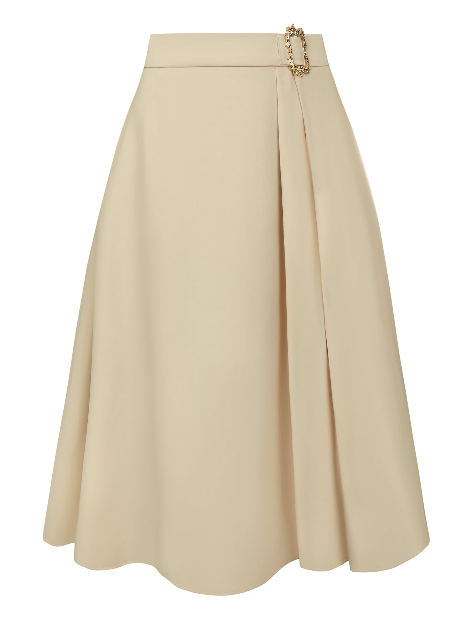 DARING DIVA Women's A-Line Pleated Front Business Work Flare Skirts X-Large Khaki