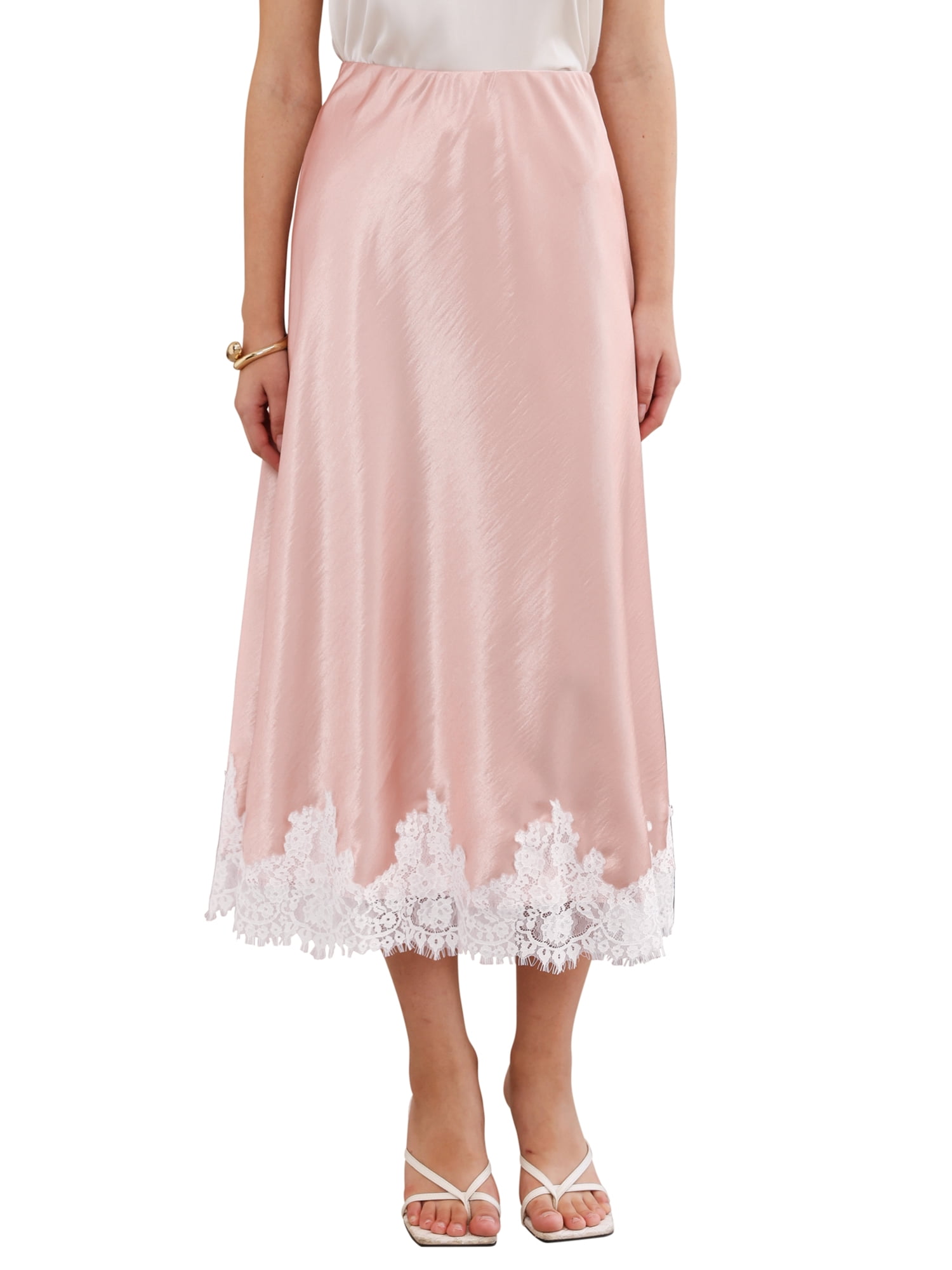 DARING DIVA Women's A-Line Silk Cocktail Wedding Midi Dress Small Pink