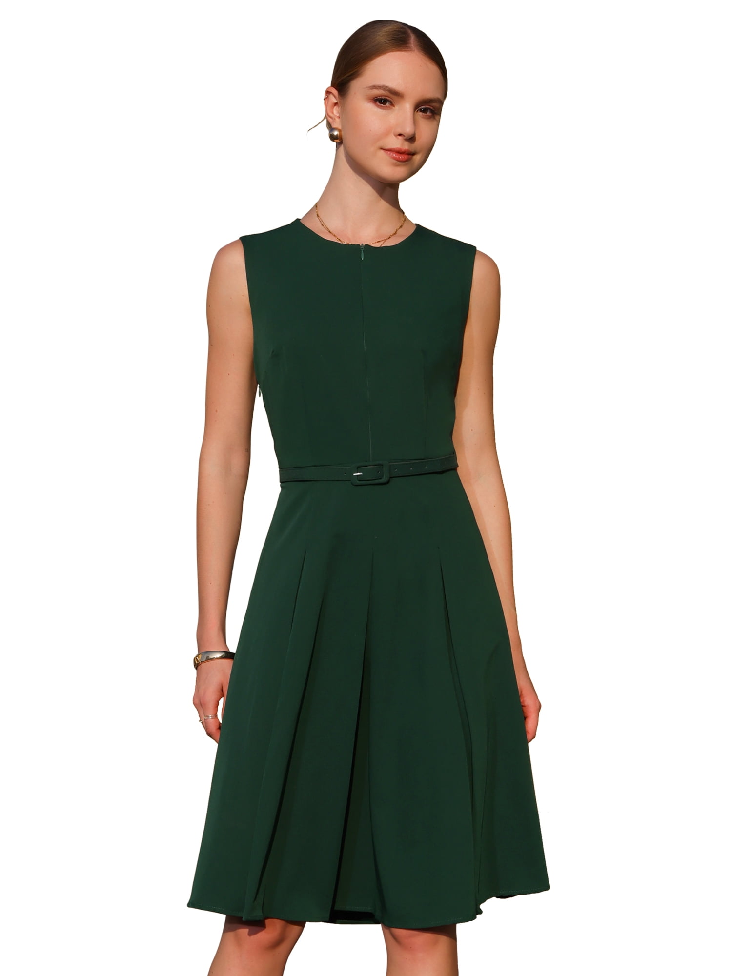 slim fit dress slacks Current Air Women's Belted Buttondown Shirt Dress Forest Green / S main image 1