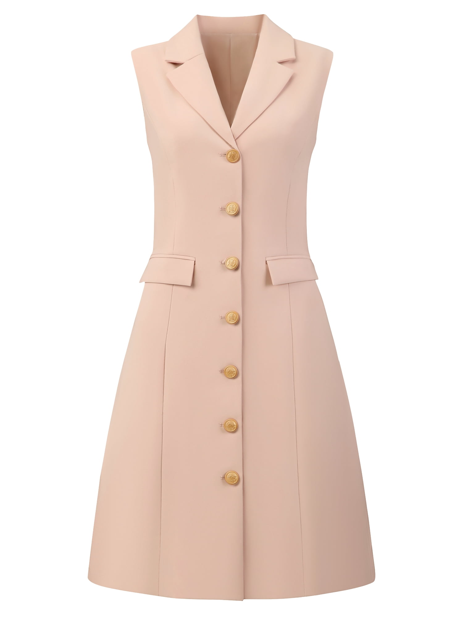 DARING DIVA Women's A-Line Stylish Midi Dress with Button Down and Lapel Collar XL Pink