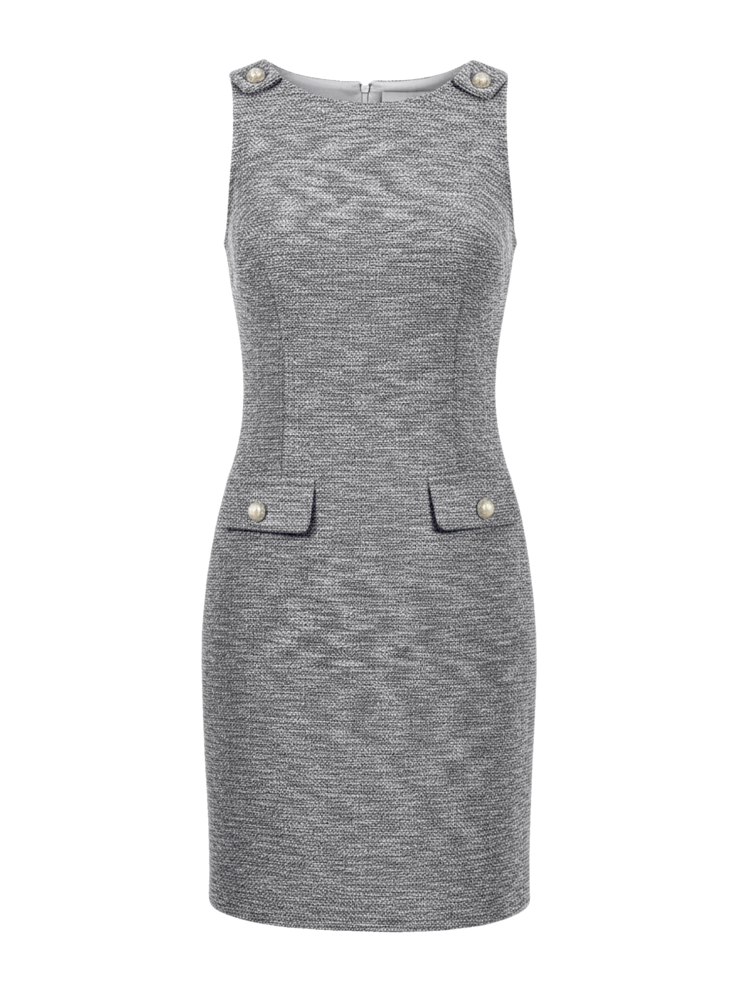 DARING DIVA Women's A-Line Tweed Sleeveless Boat Neck Office Sheath Midi Dress L Black