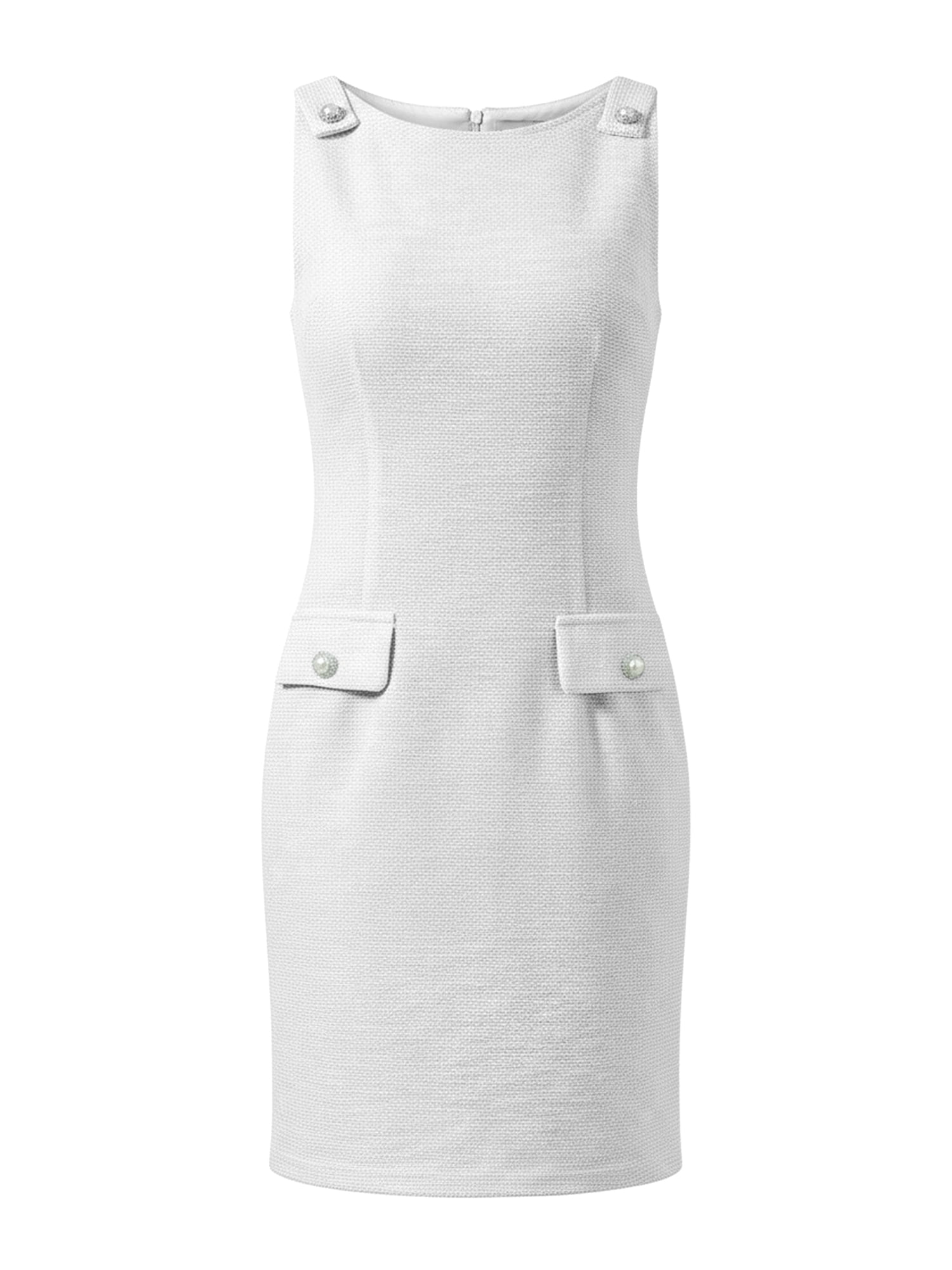 DARING DIVA Women's A-Line Tweed Sleeveless Boat Neck Sheath Midi Dress XL White