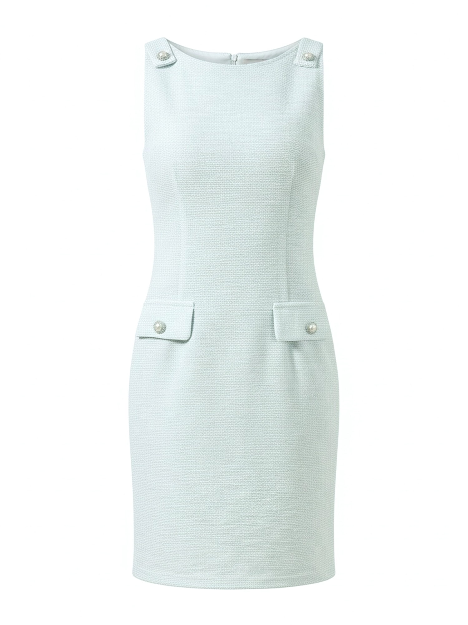 DARING DIVA Women's A-Line Tweed Sleeveless Boat Neck Sheath Midi Dress S Light Blue