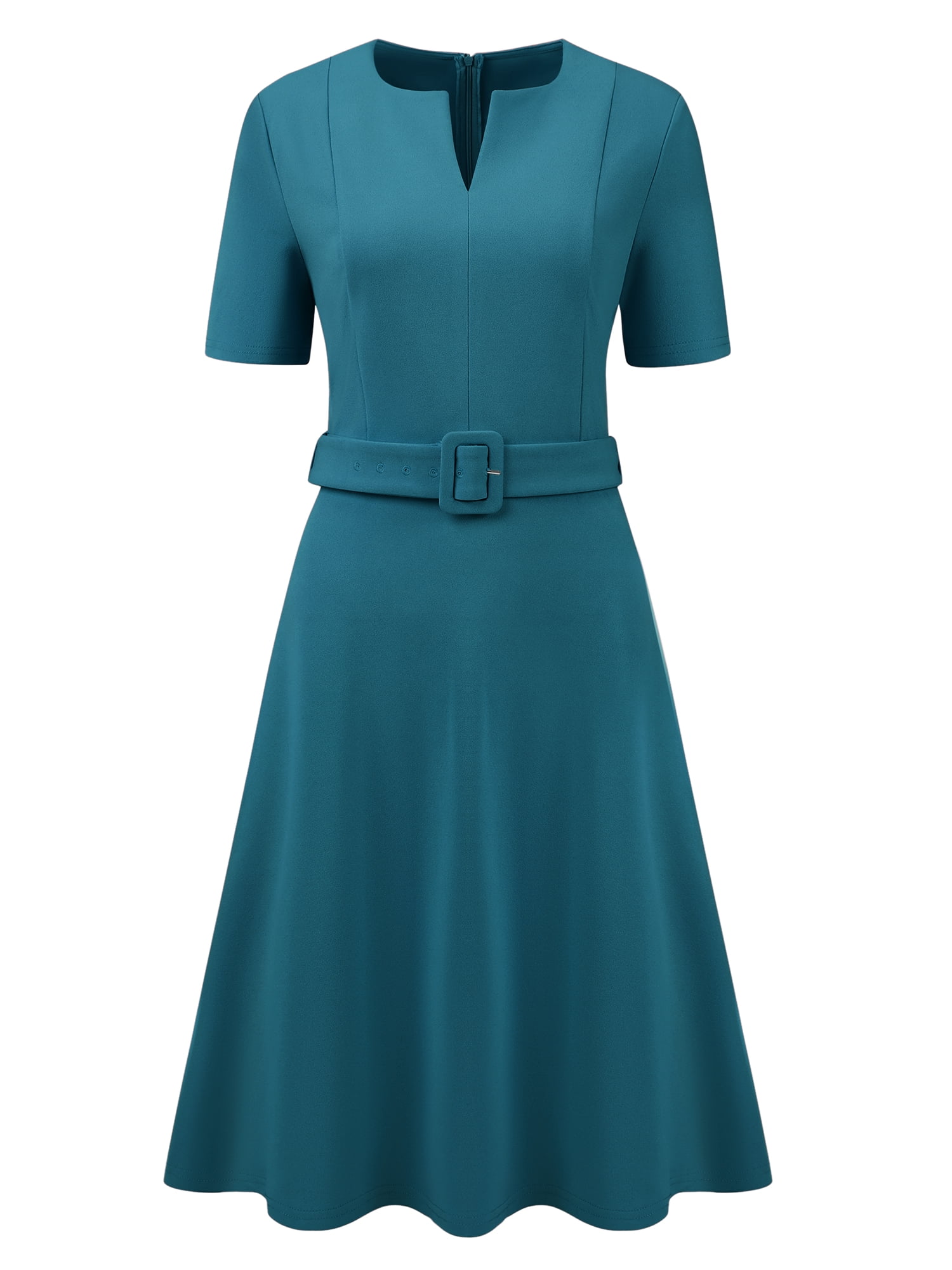 DARING DIVA Women's A-Line V-Neck Dress Short Sleeve Split Casual Midi Dresses 2XL Blue