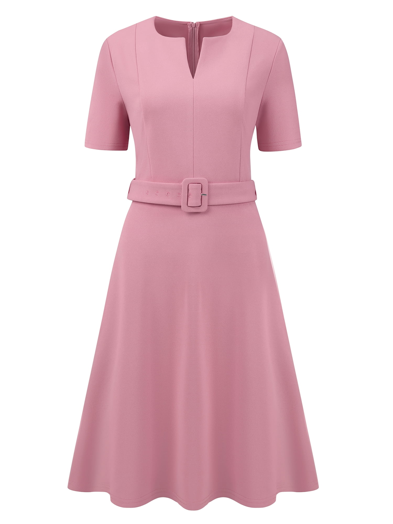 DARING DIVA Women's A-Line V-Neck Dress Short Sleeve Split Casual Midi Dresses 2XL Pink