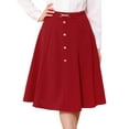 thumbnail image 1 of DARING DIVA Women's A-Line Vintage High Waist Pleated Midi Skirts M Red, 1 of 7