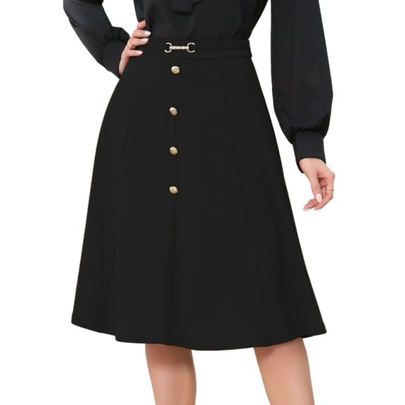 DARING DIVA Women's A-Line Vintage High Waist Pleated Midi Skirts XS Black