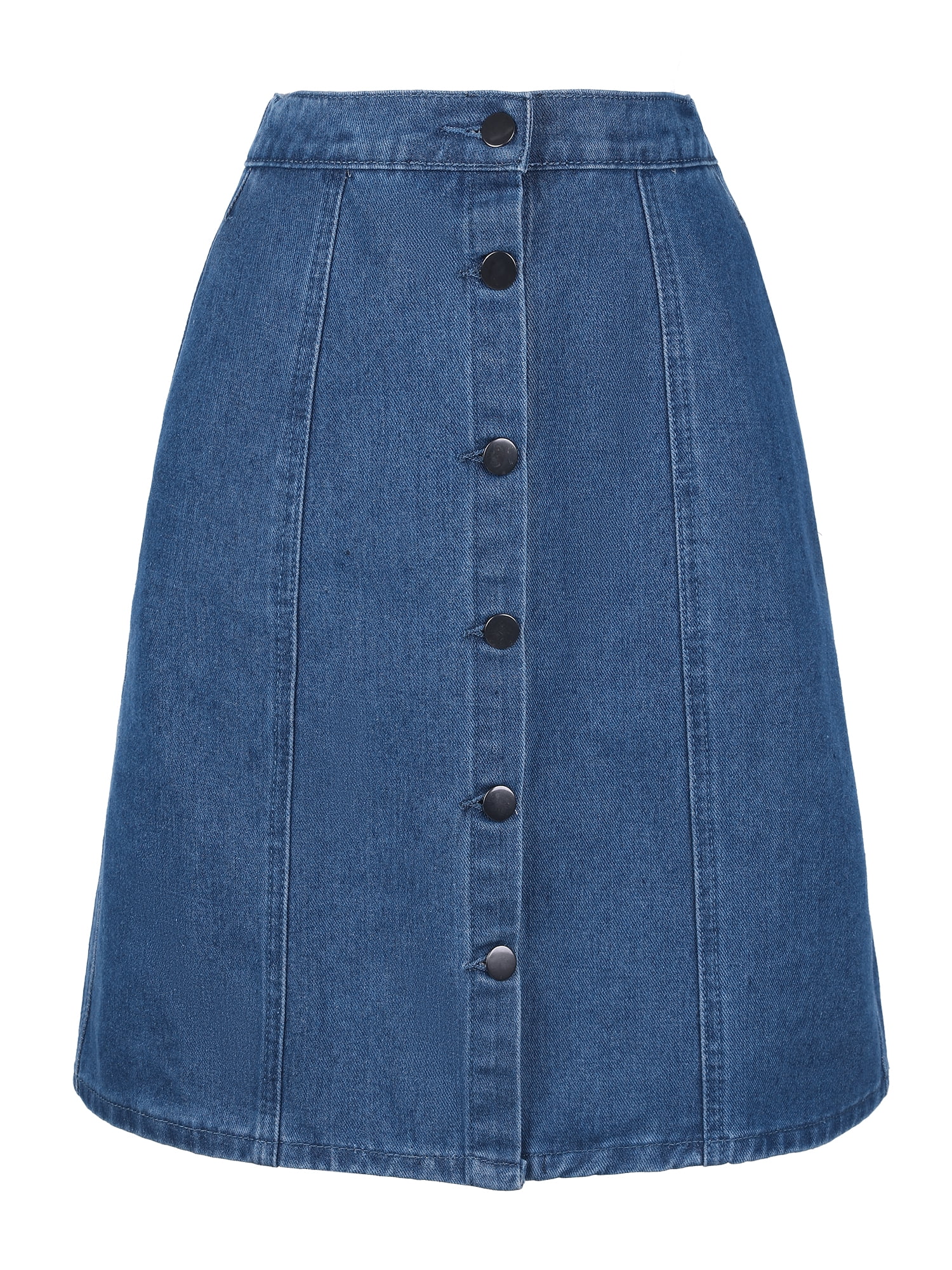 DARING DIVA Women's A-line Button Front Denim Short Skirt XL Blue