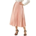thumbnail image 1 of DARING DIVA Women's A-line High Waist Pleated Midi Skirt L Pink, 1 of 7