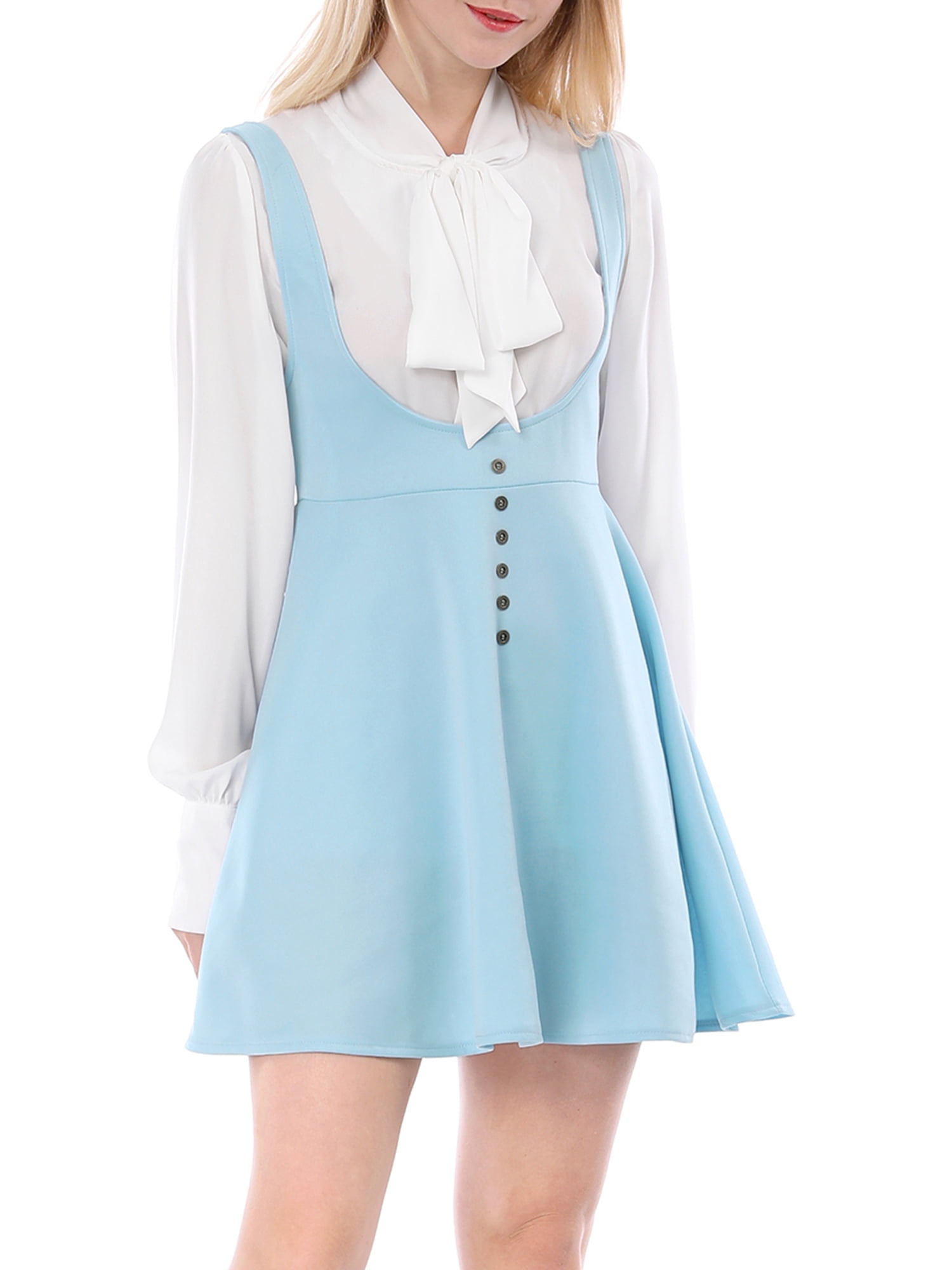DARING DIVA Women's Above Knee Hem Suspender Skirt Dress 3XL Sky Blue